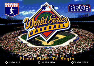 World Series Baseball Title Screen